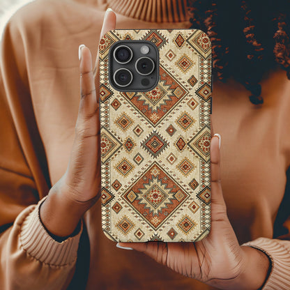 Vintage Ethnic Diamond Pattern Personalize it Custom Phone Case - Walk Greener