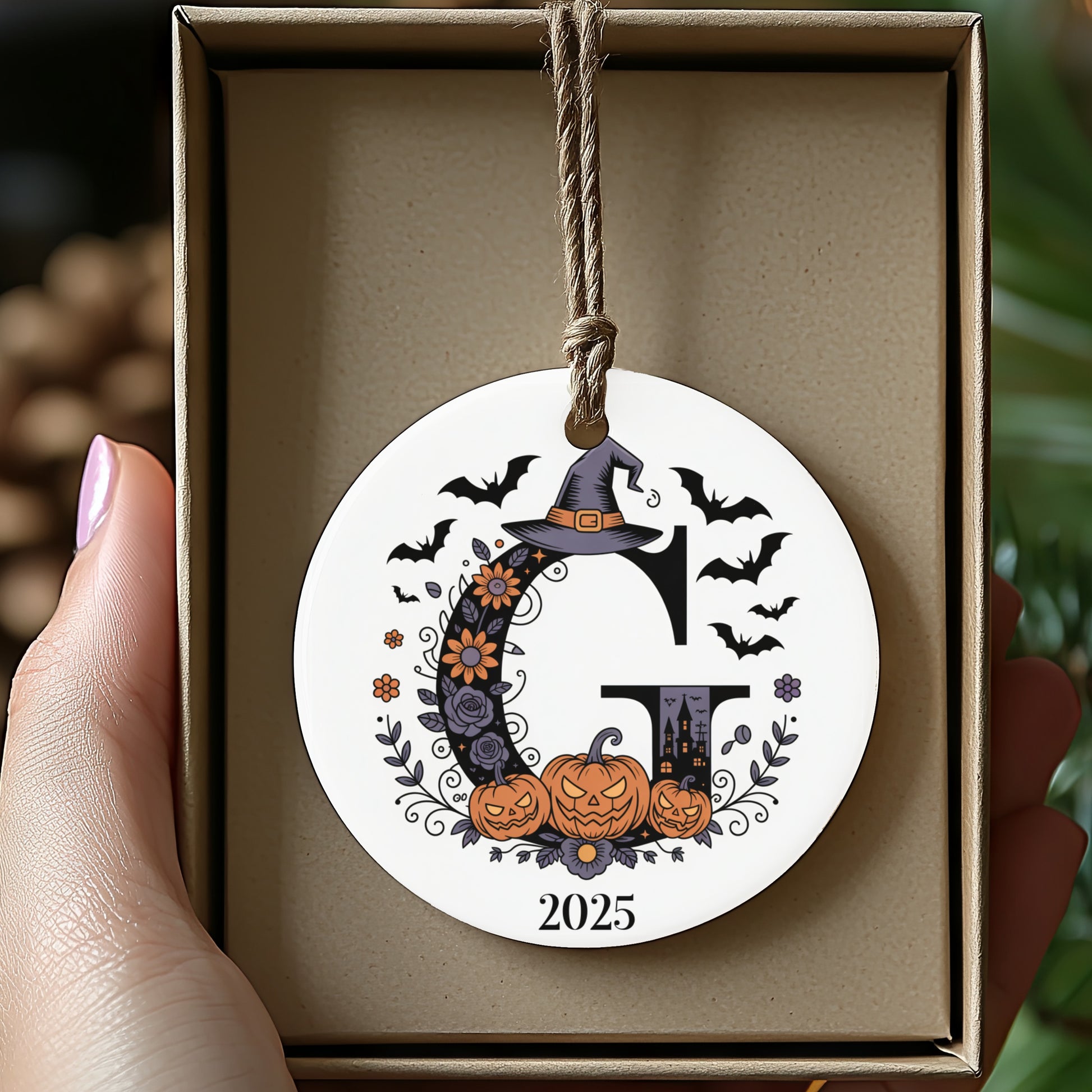 Custom Halloween Monogram 2025 Ornament product