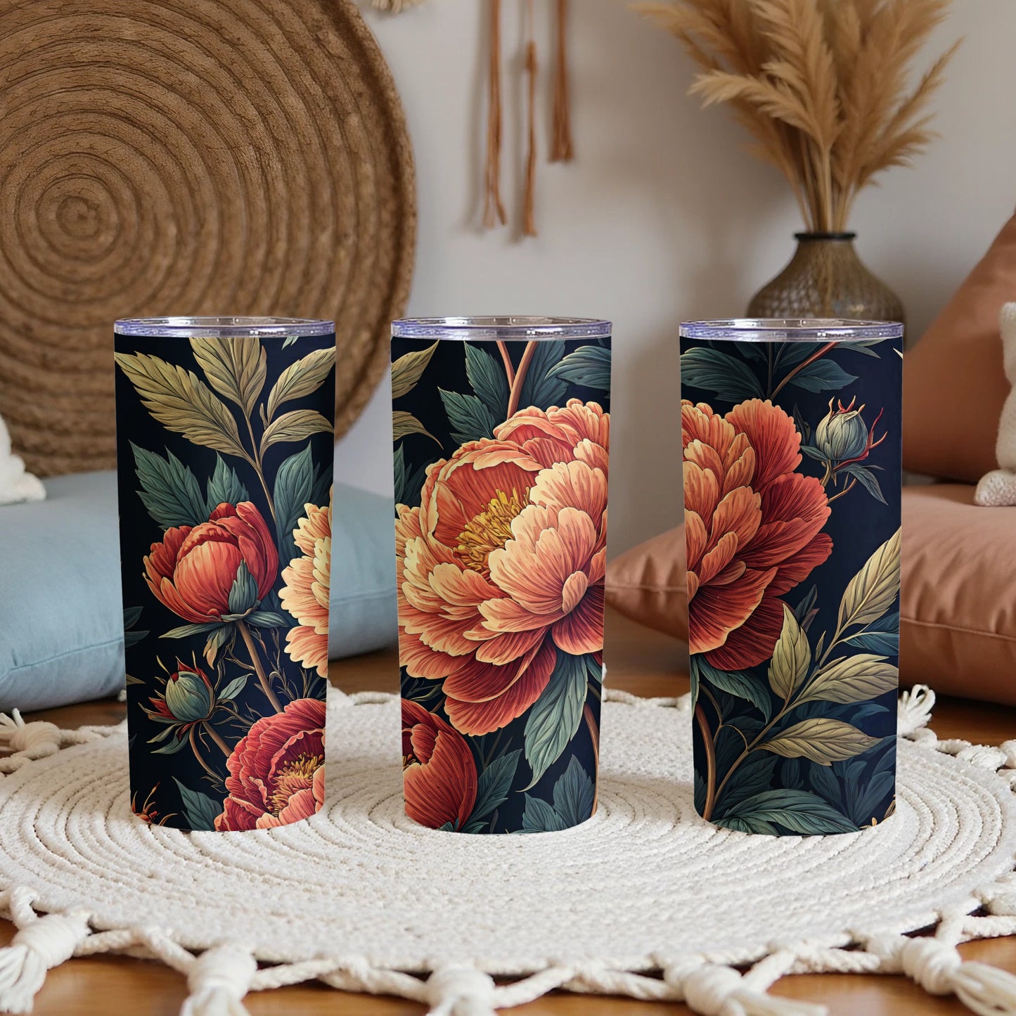 Elegant Floral Design Tall Tumblers for Daily Use