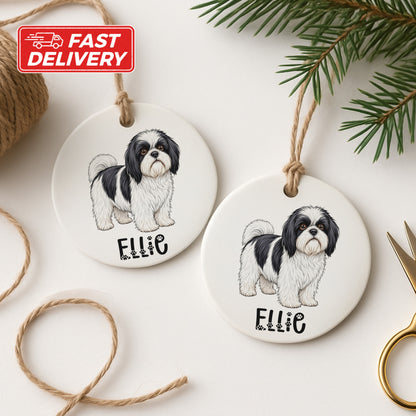 Custom Shih Tzu Dog Illustration Round Christmas product
