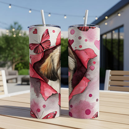Adorable Dog and Butterfly Design Tumbler
