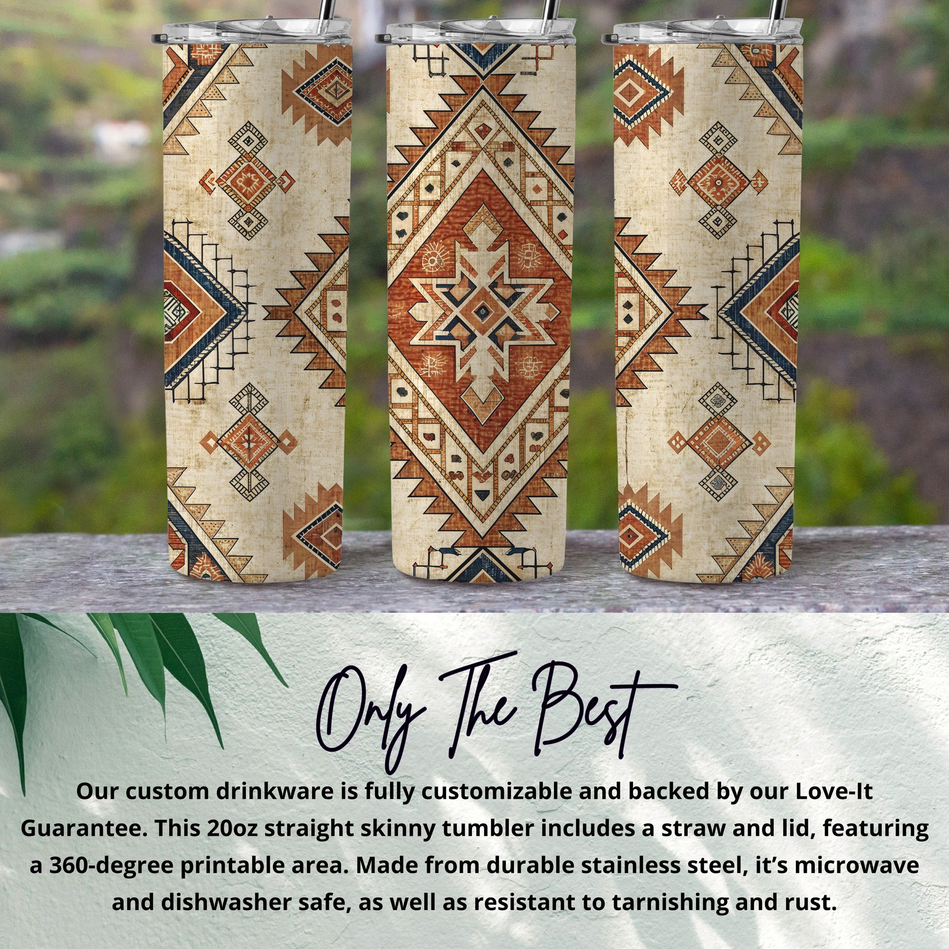 Aztec Patterned 20oz Straight Skinny Tumbler