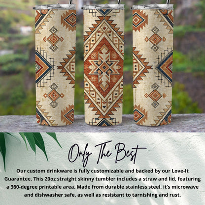 Aztec Patterned 20oz Straight Skinny Tumbler
