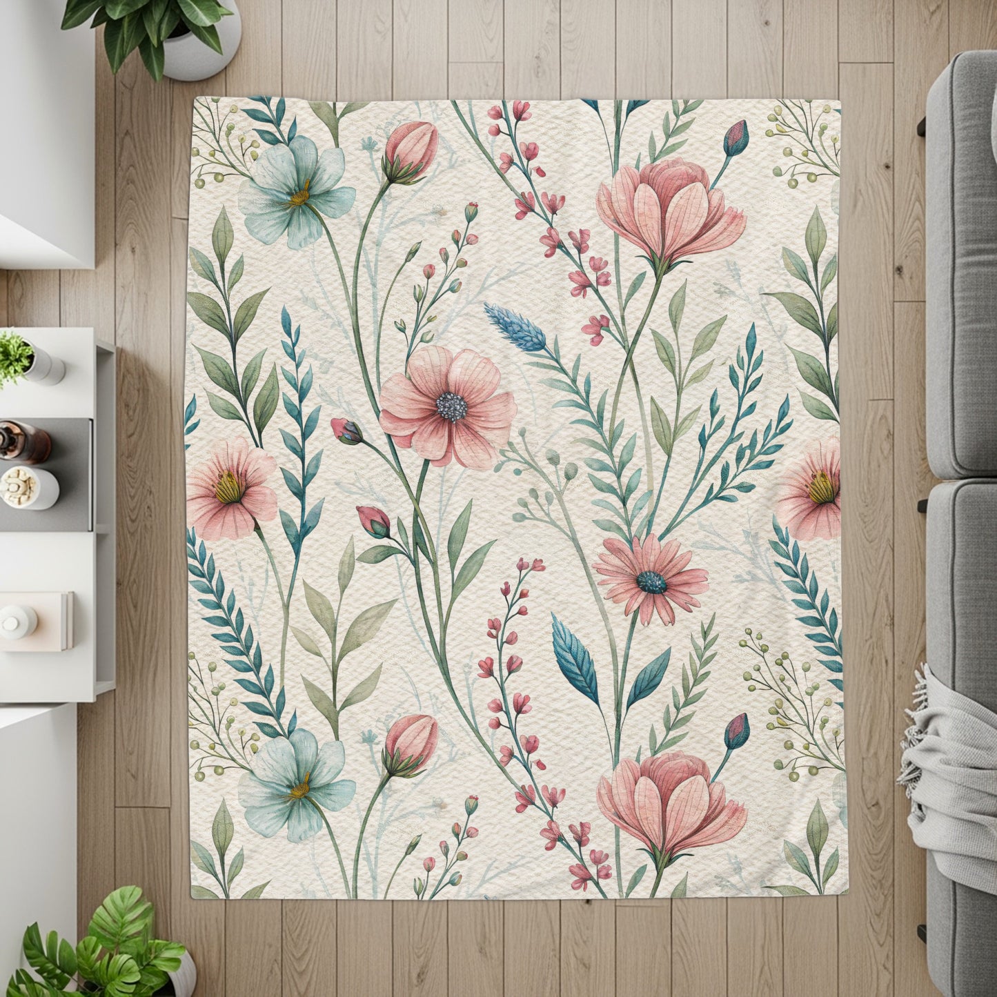 Watercolor Flowers Lush Floral Pattern on Texture Background - Walk Greener