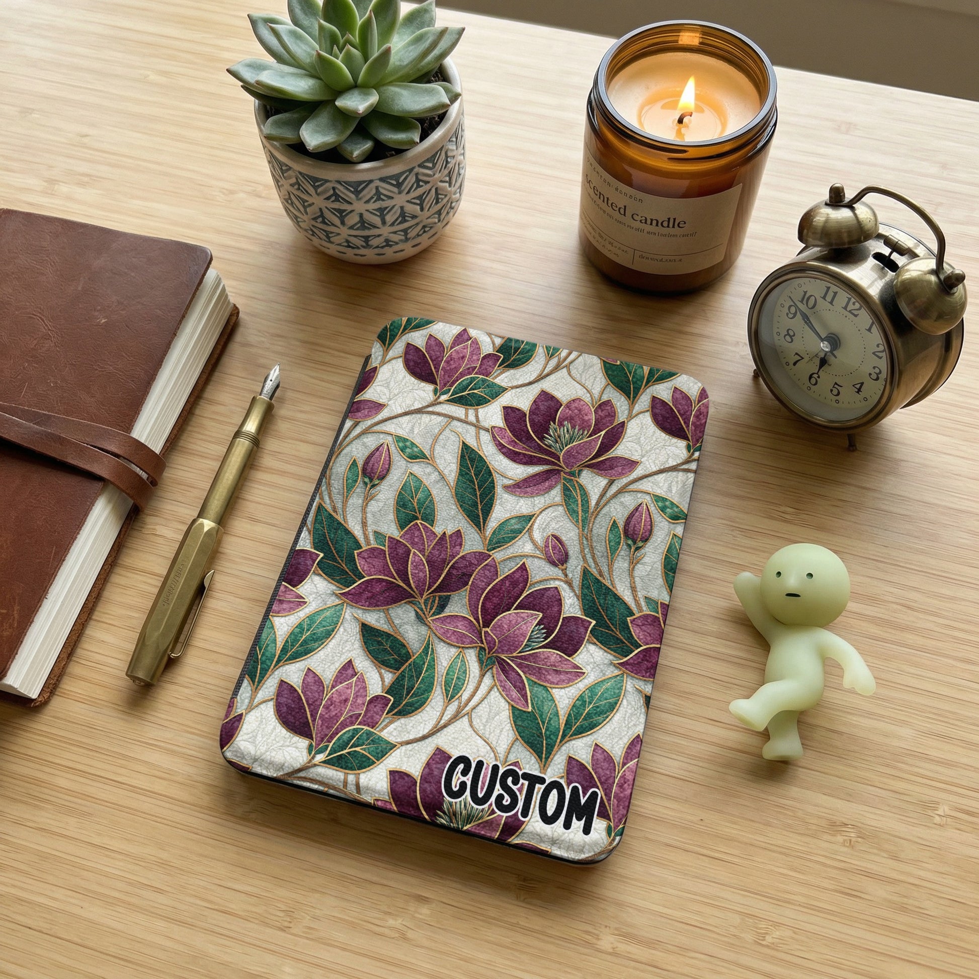 Custom Floral Pattern Notebook with Succulent Design
