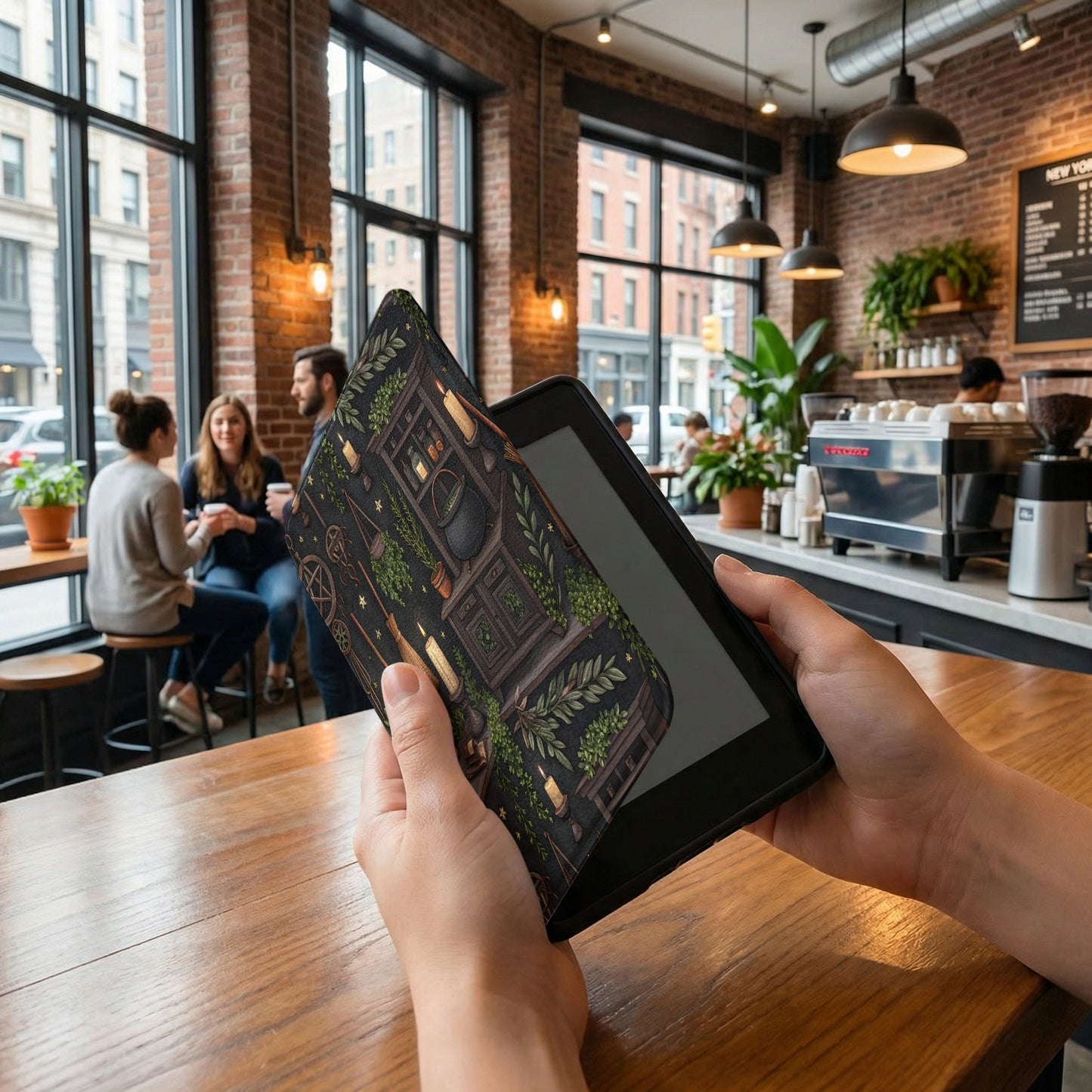 Artistic Bookstore Scene Case for E-Readers