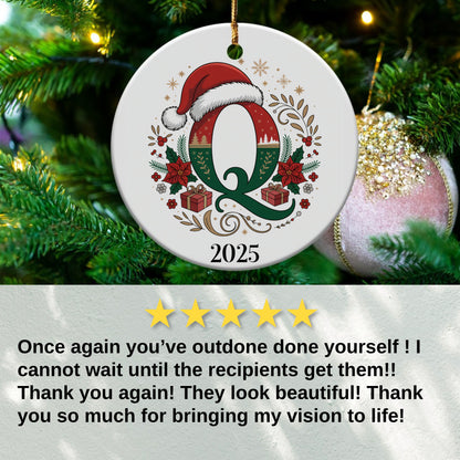 Personalized 2025 Christmas Ornament Letter Q product type