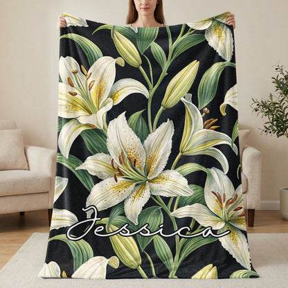 Personalized Floral Design with Name Blanket