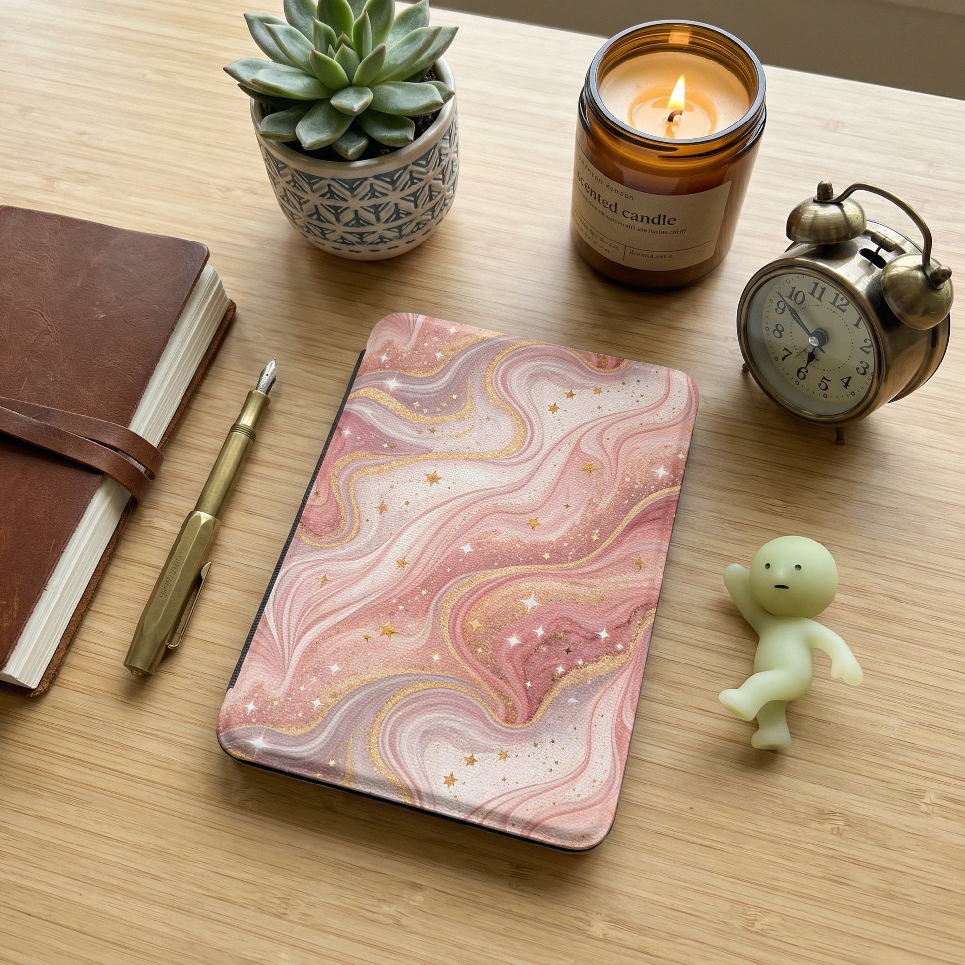 Pink and Gold Starry Abstract Patterned Product Cover