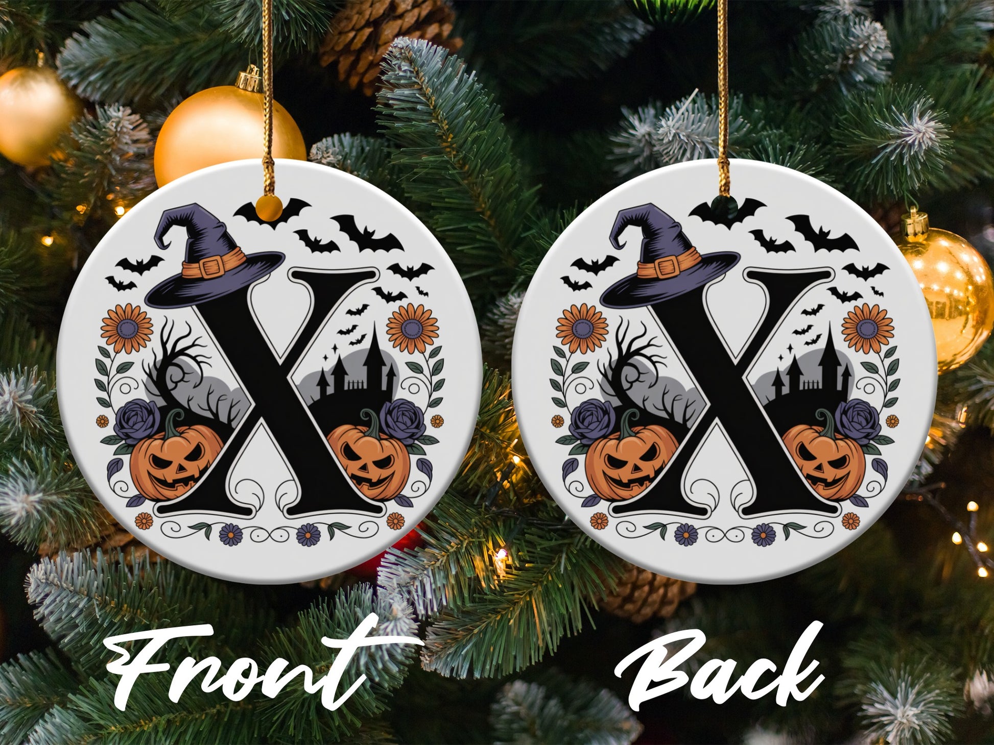Halloween X Letter Design Christmas Tree Ornament product