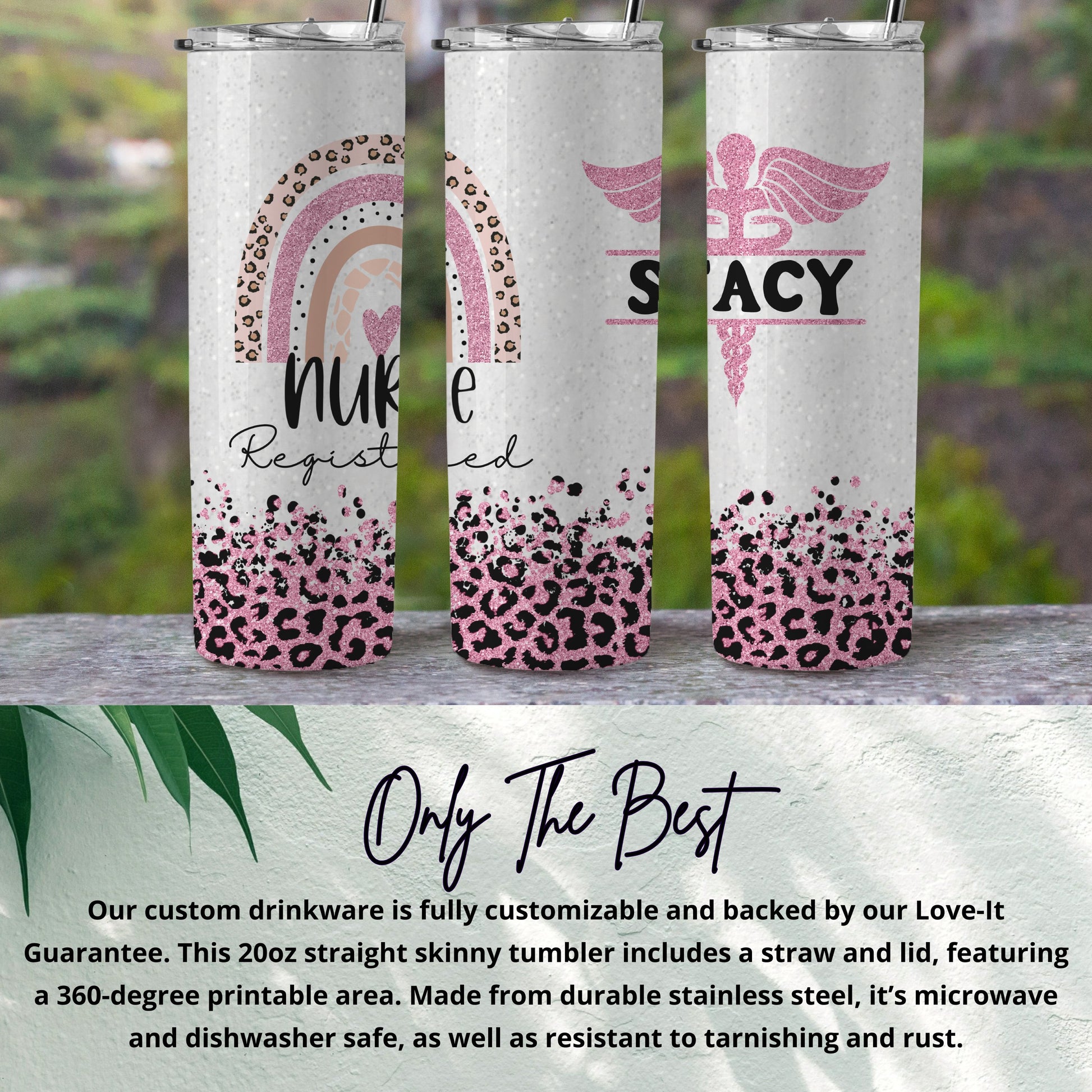 Custom Name Registered Nurse 20oz Skinny Design Tumblers - Walk Greener