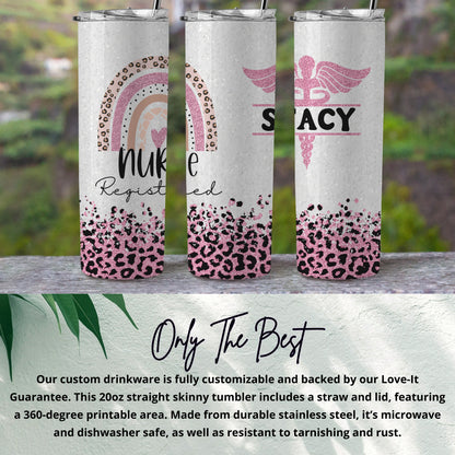 Custom Name Registered Nurse 20oz Skinny Design Tumblers - Walk Greener