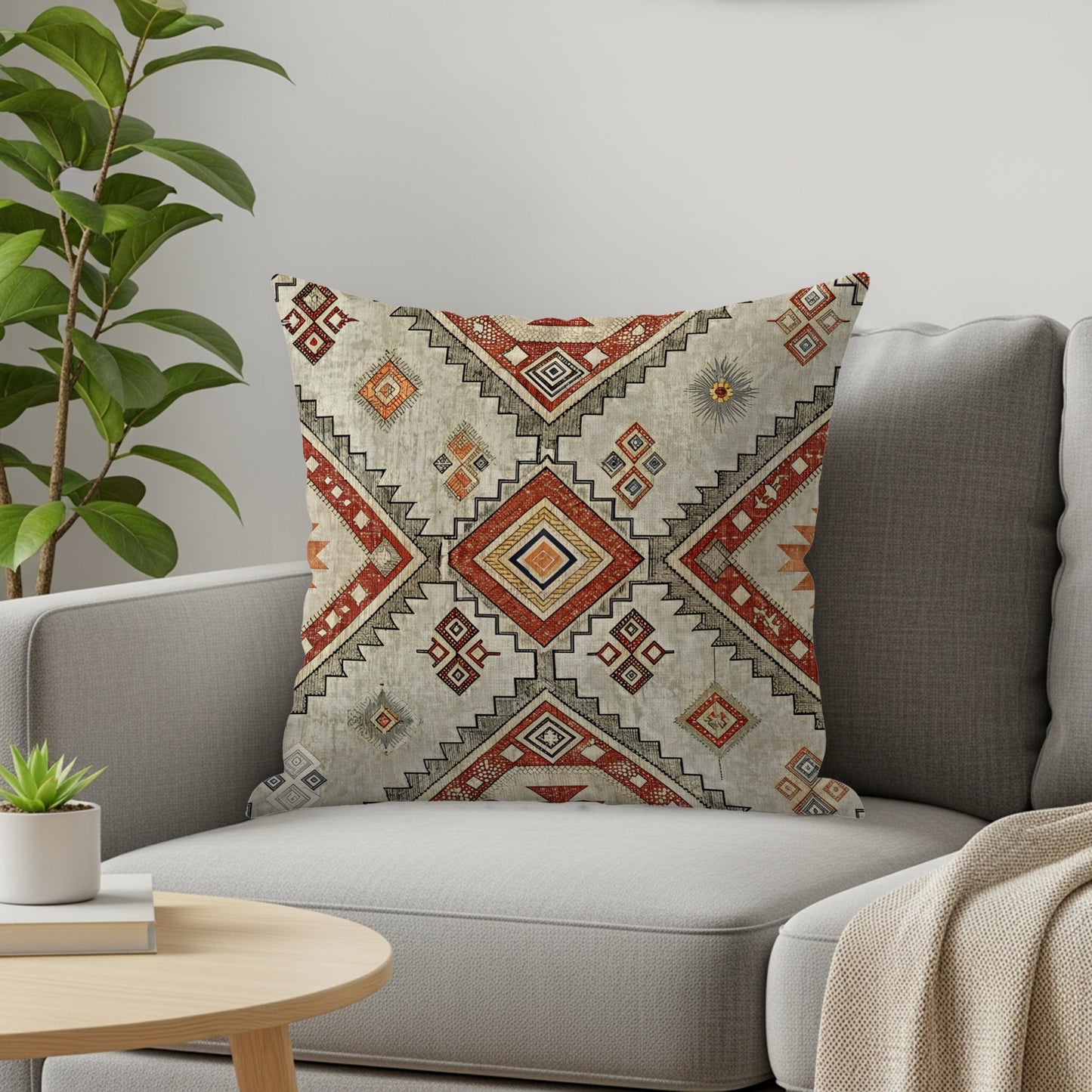 Geometric Patterned Pillow with Southwestern Design