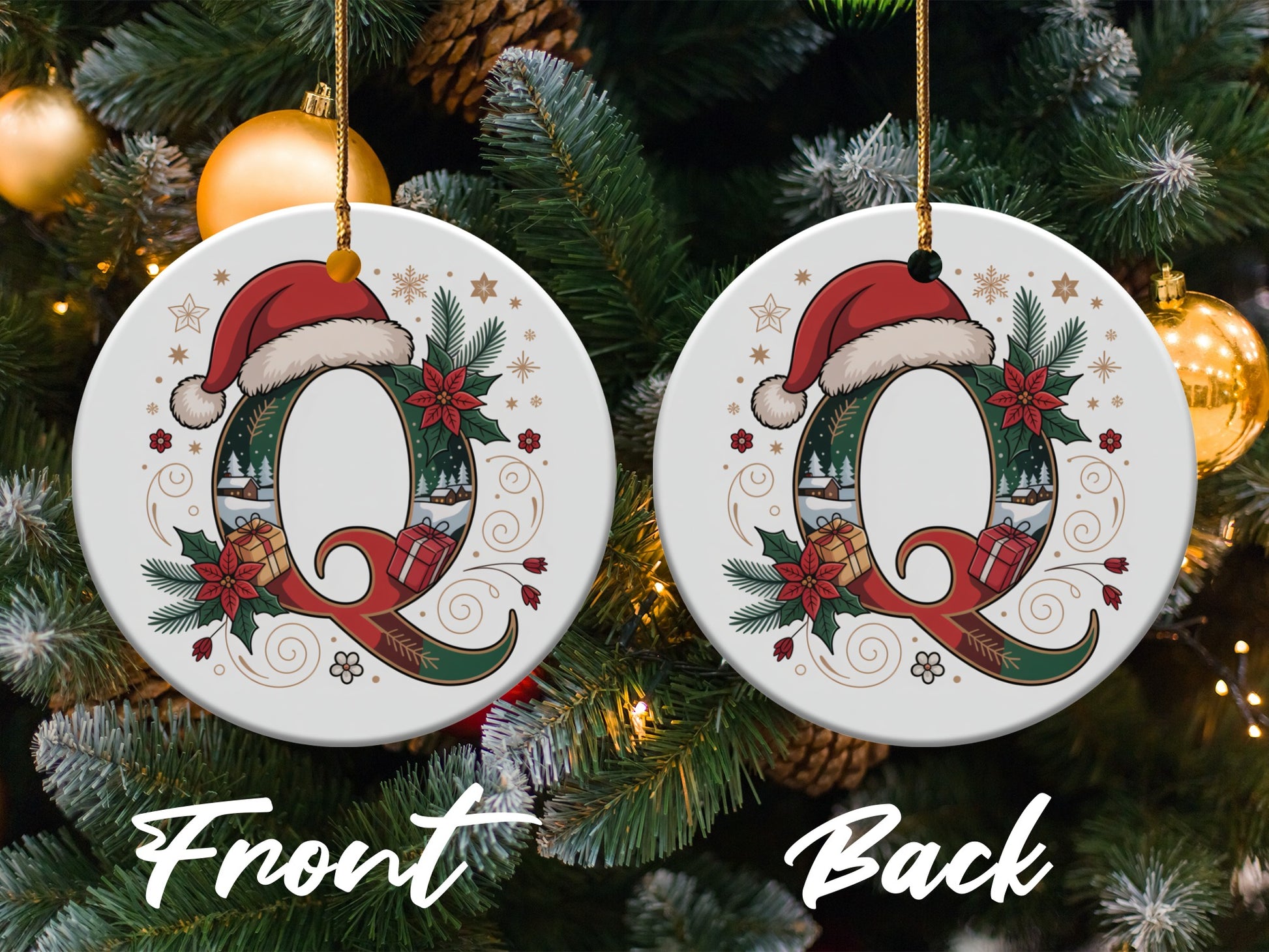 Festive Monogram Q Christmas Tree Ornament product