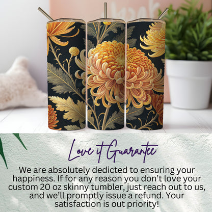 Custom 20 oz Skinny Tumbler with Floral Design