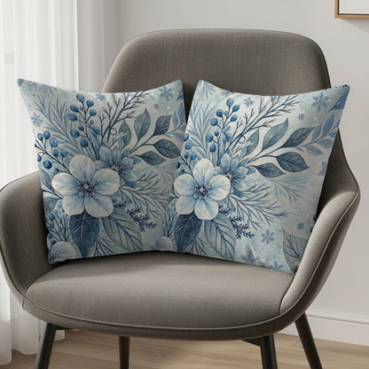Floral Blue Botanical Design Throw Pillow Covers
