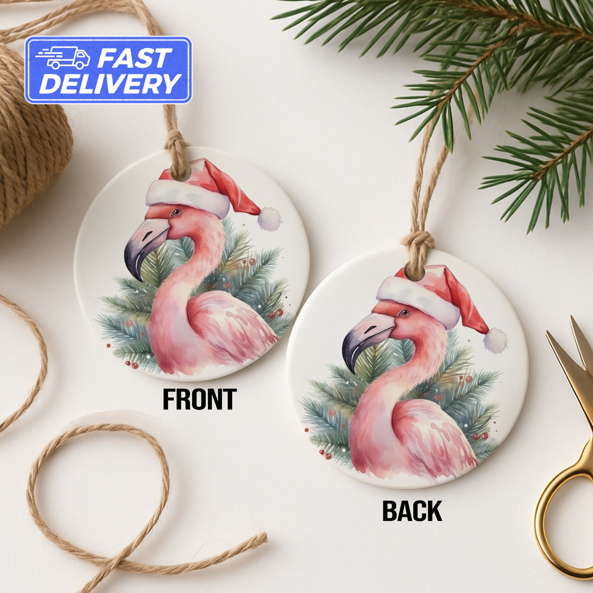 Festive Flamingo Christmas Ornaments Holiday product
