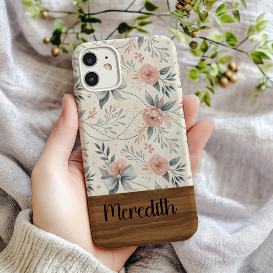 Flowers and Bows with Pearls Personalized with Custom Name - Walk Greener