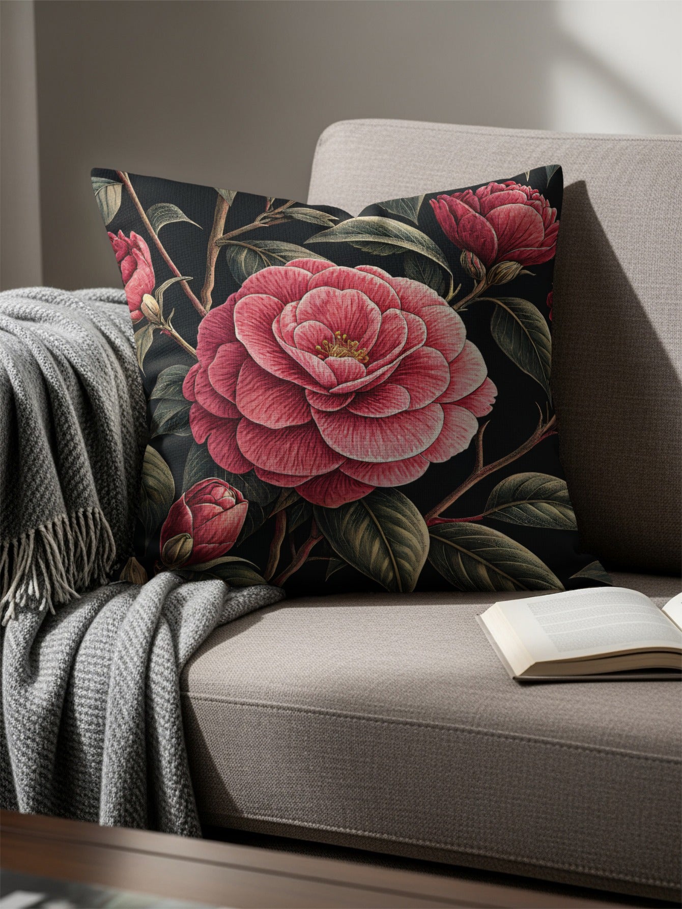 Elegant Decorative Pillow with Bold Floral Design