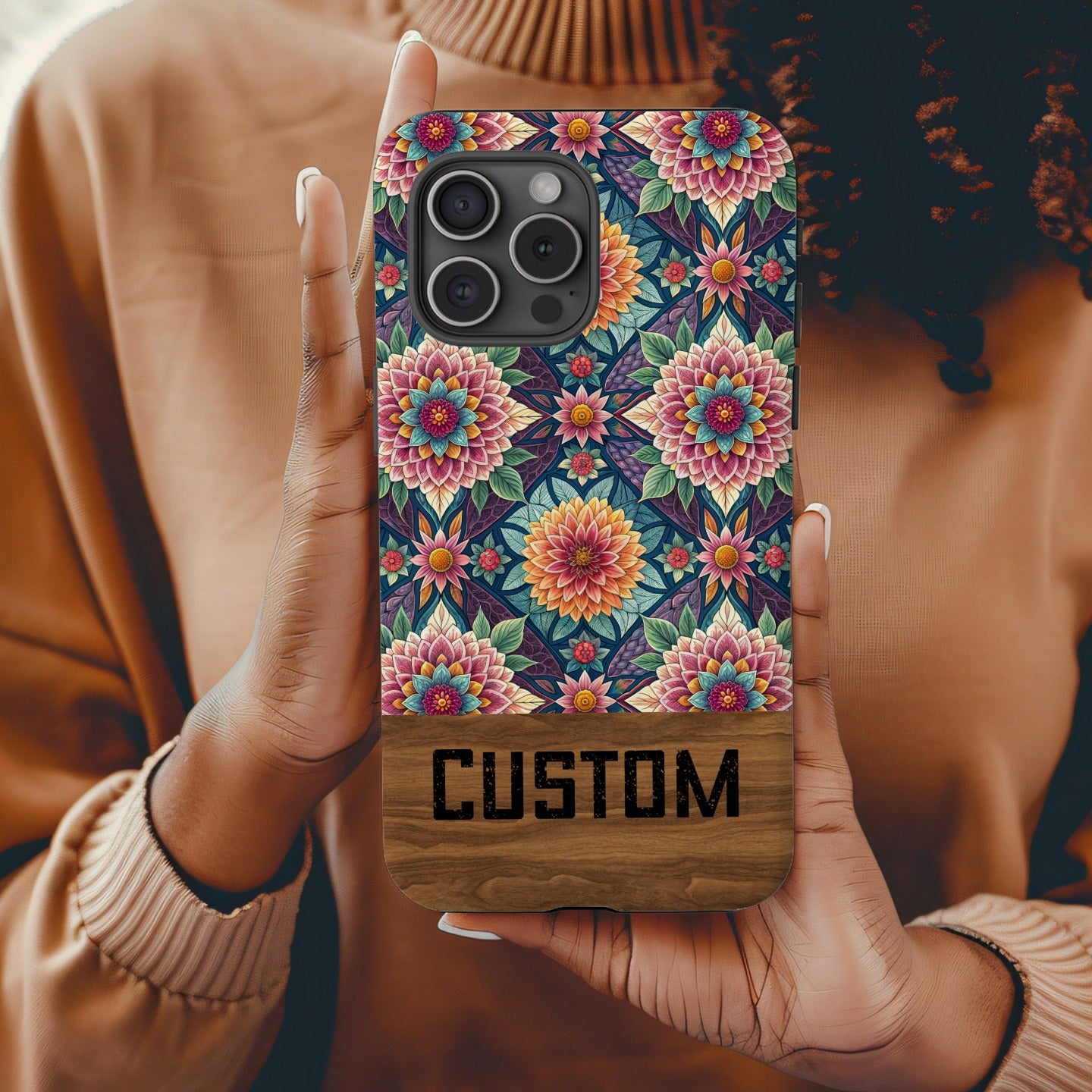 Custom Floral Pattern Phone Case with Personalization
