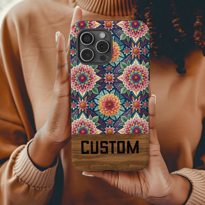 Custom Floral Pattern Phone Case with Personalization
