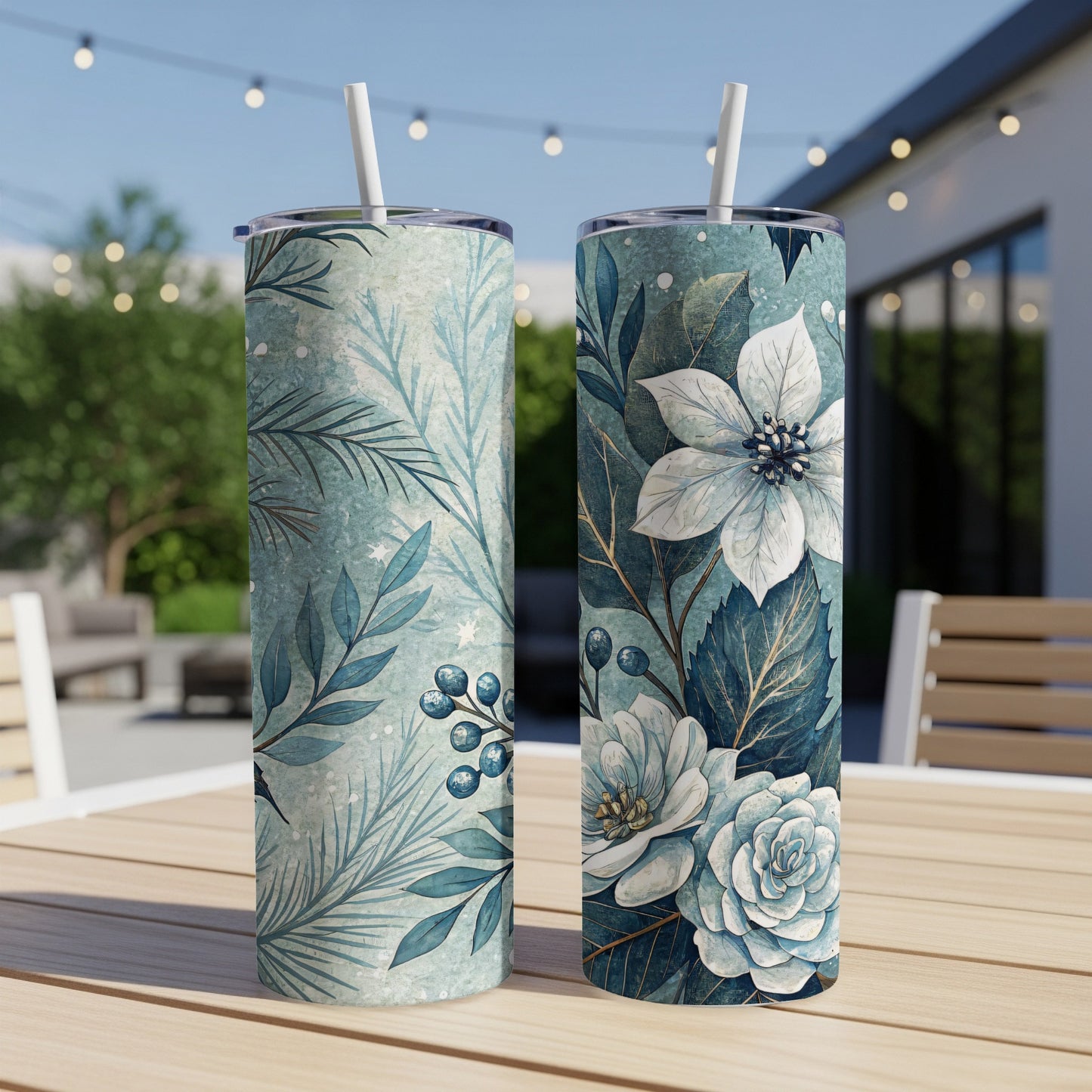 Floral Patterned Tumbler with Straw Design Trendy Product