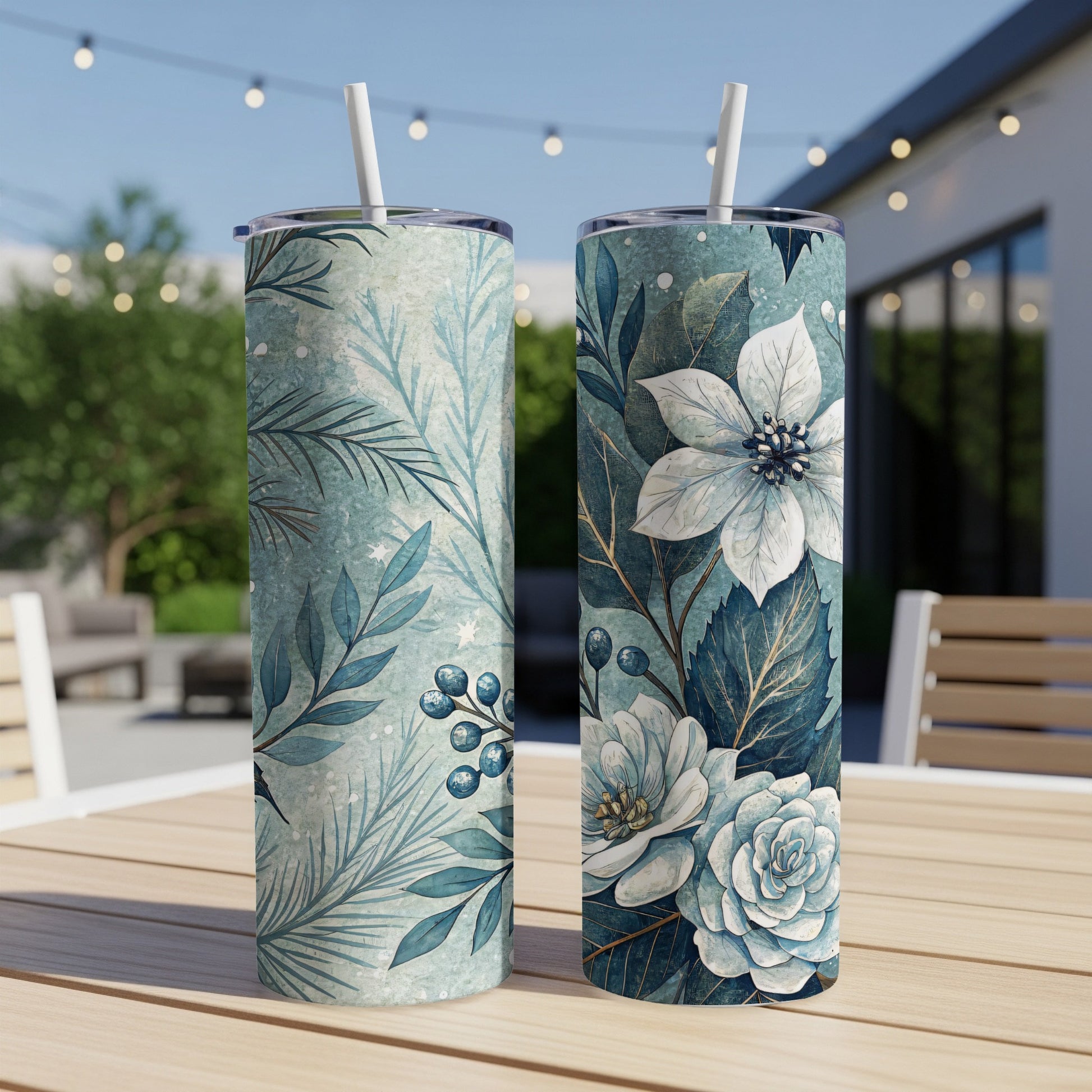 Floral Patterned Tumbler with Straw Design Trendy Product