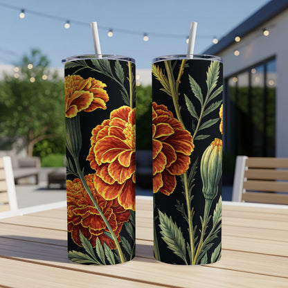 Vibrant Floral Design Insulated Tumbler With Straw