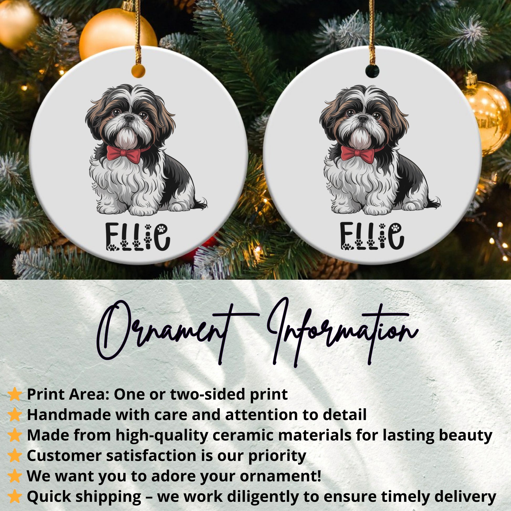 Personalized Shih Tzu Cartoon Christmas Ornament product type