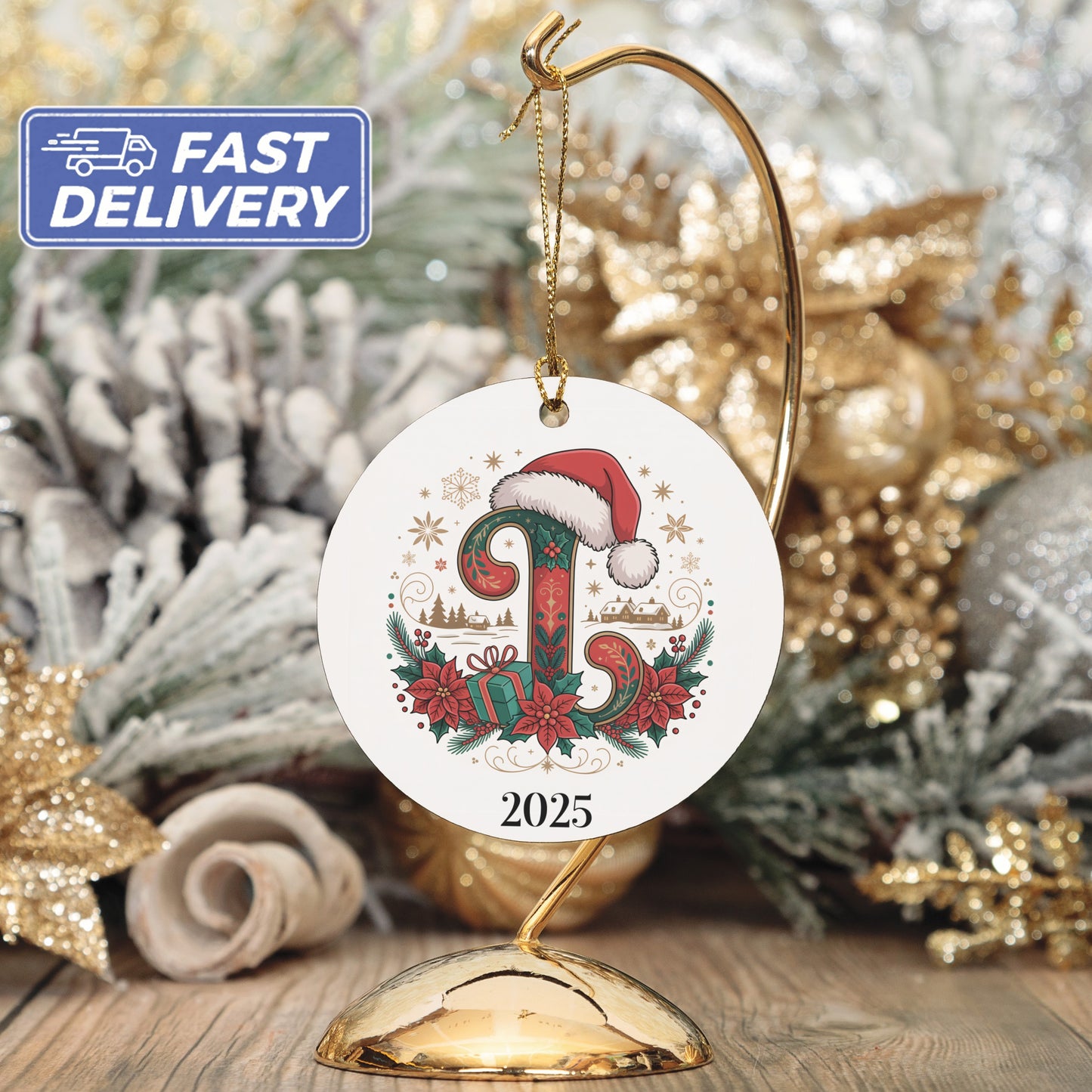Personalized 2025 Initial Christmas Ornament product