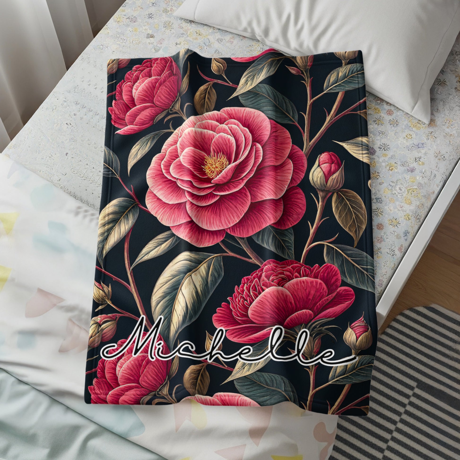 Elegant Floral Design Personalized Michelle Blanket