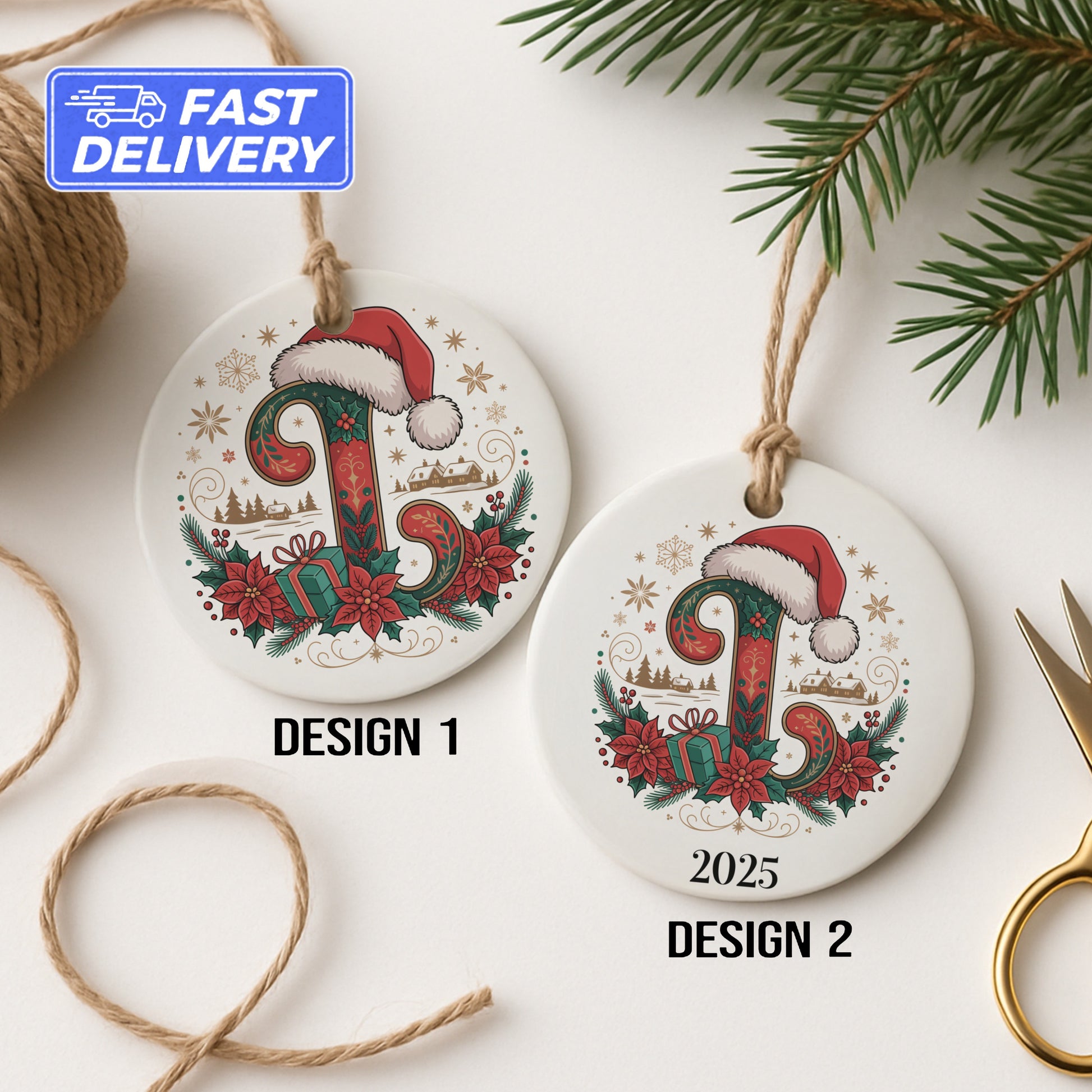 Personalized Santa Monogram Christmas Ornament product