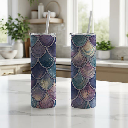 Watercolor Pastel Mermaid Scales Pattern Design Tumbler - Walk Greener