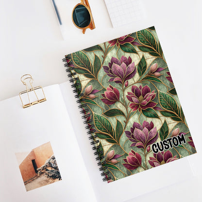 Custom Floral Design Spiral Bound Journal Notebook