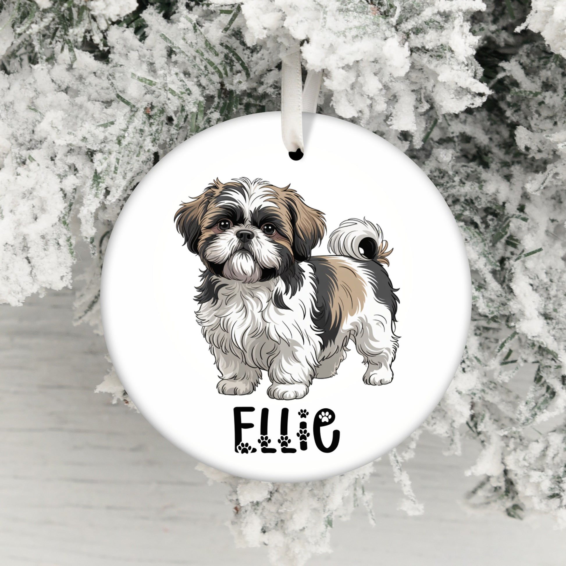 Personalized Shih Tzu Dog Name Christmas Ornament product type