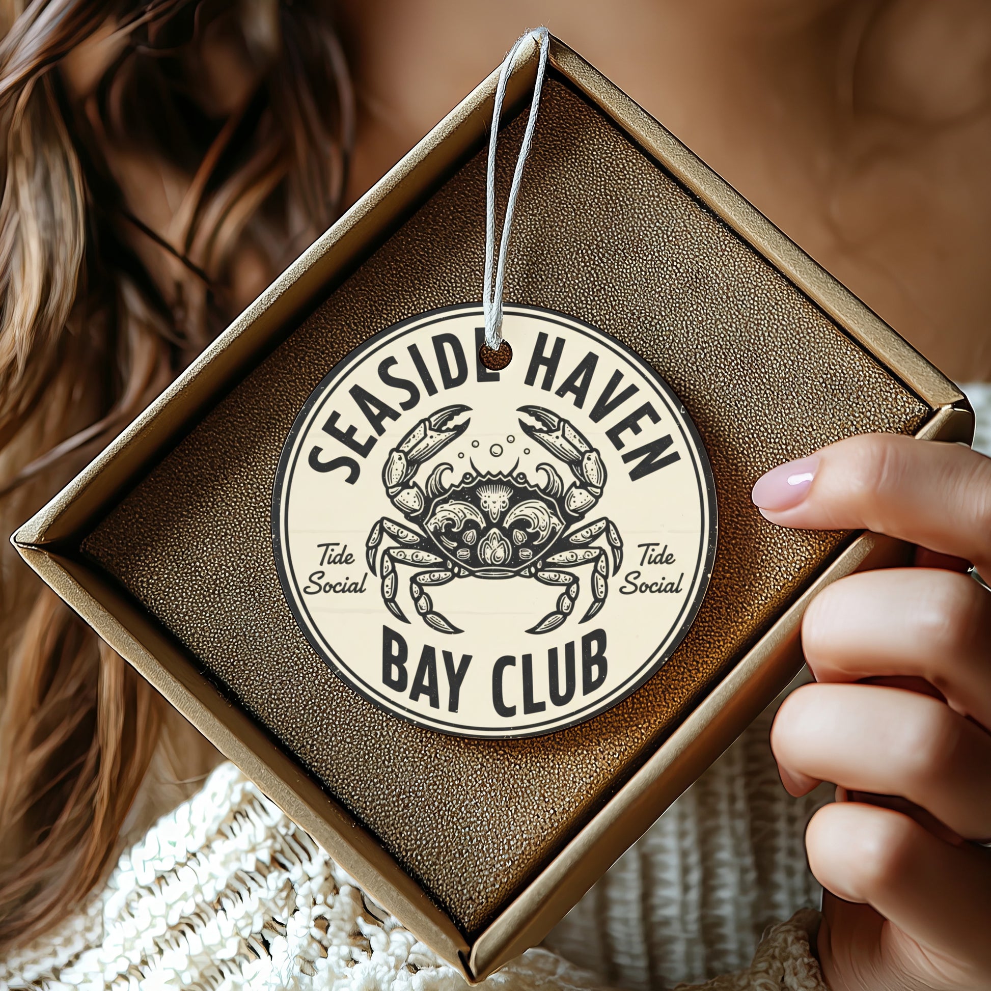 Seaside Haven Bay Club Tide Social Hanging Ornament product