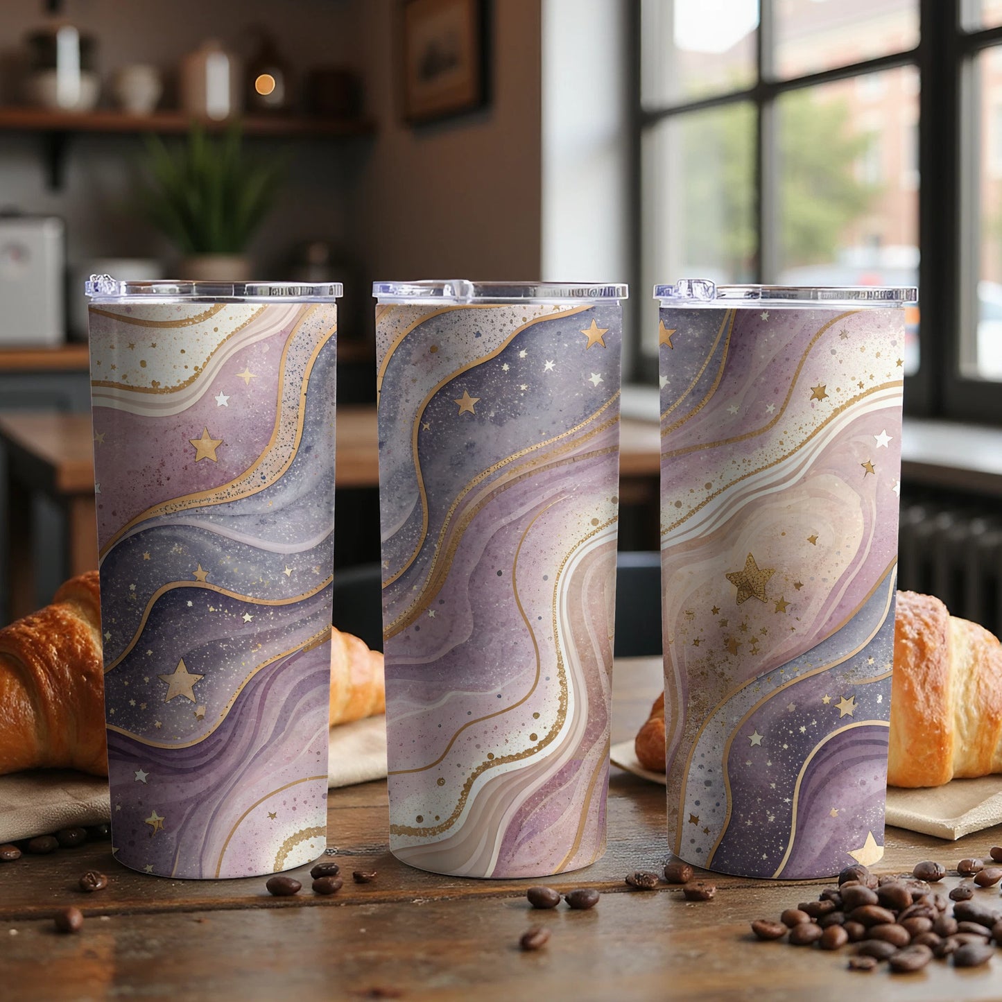 Elegant Starry Night Sky Travel Tumbler