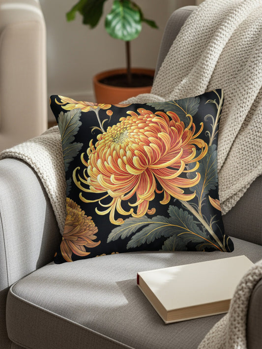 Orange Flower Burst Decorative Throw Pillow