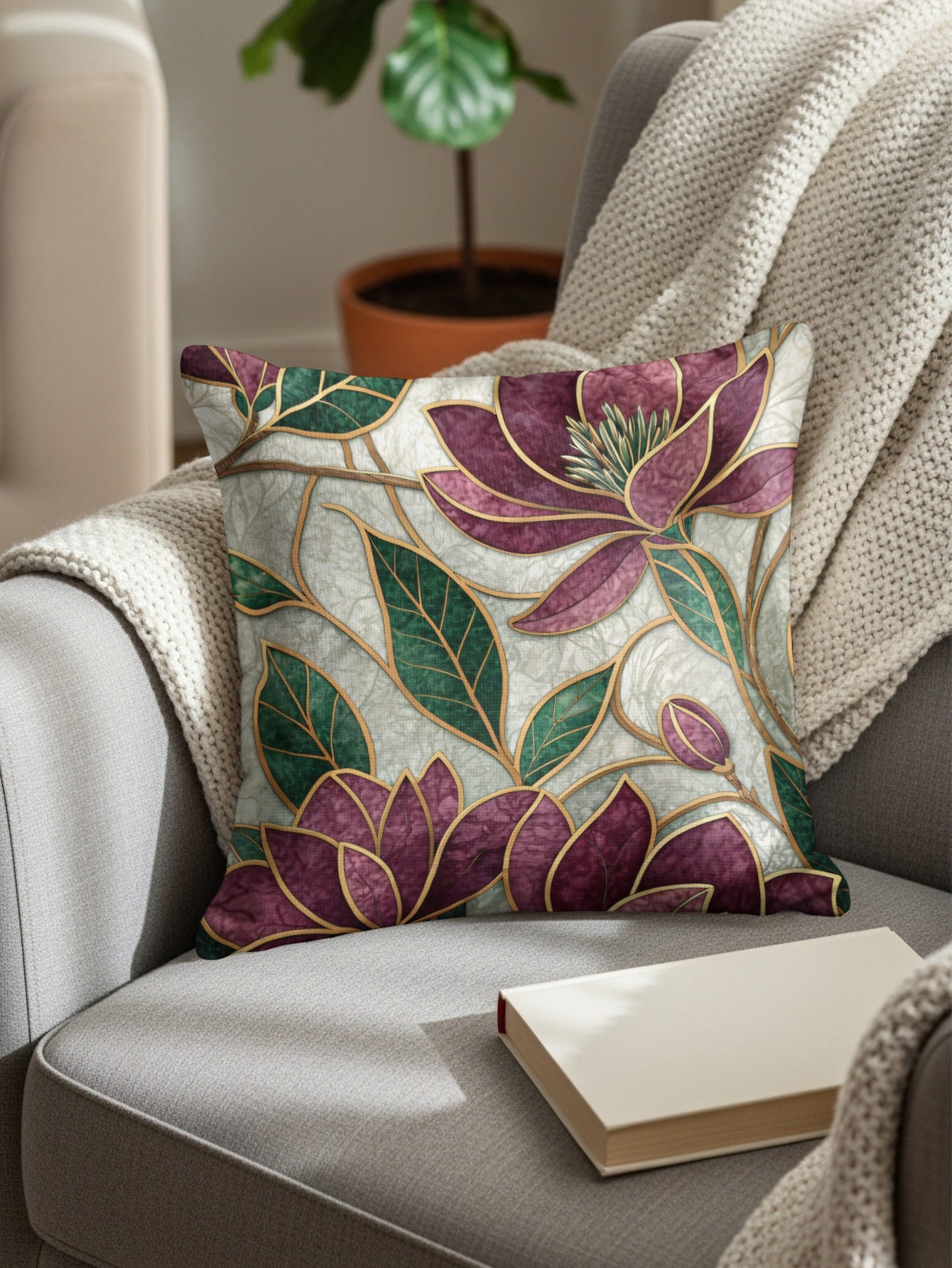 Elegant Floral Pattern Throw Pillow for Modern Decor