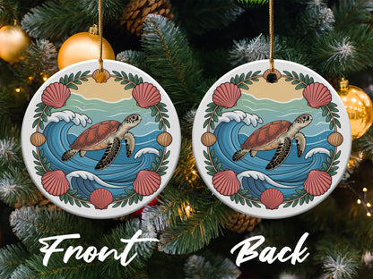 Sea Turtle Wave Coastal Theme Ornament product type
