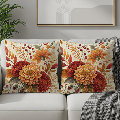 Autumn Floral Pattern Decorative Pillow Cover Set