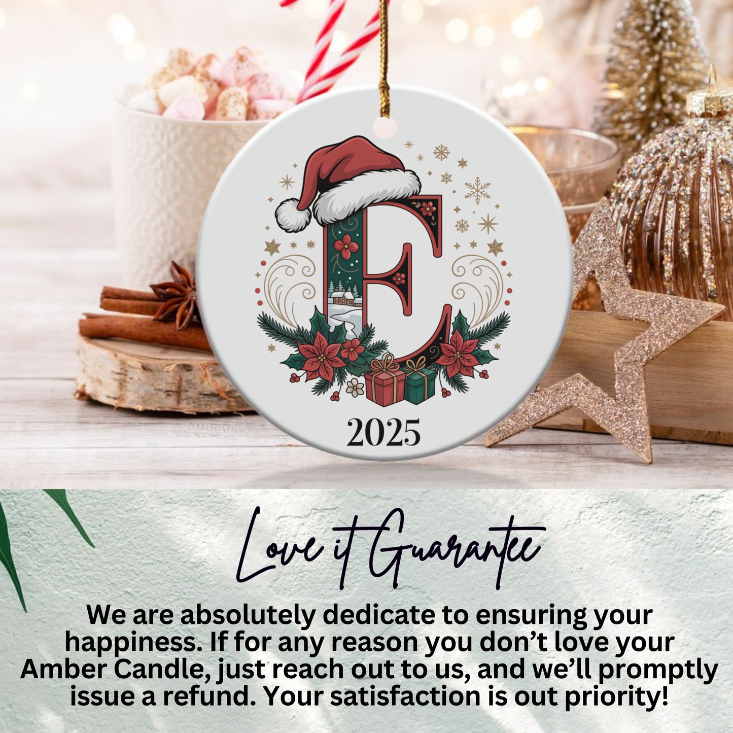 Personalized 2025 Christmas Ornament with Letter E product type