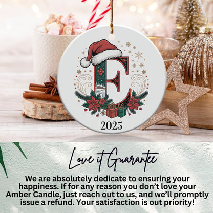 Personalized 2025 Christmas Ornament with Letter E product type