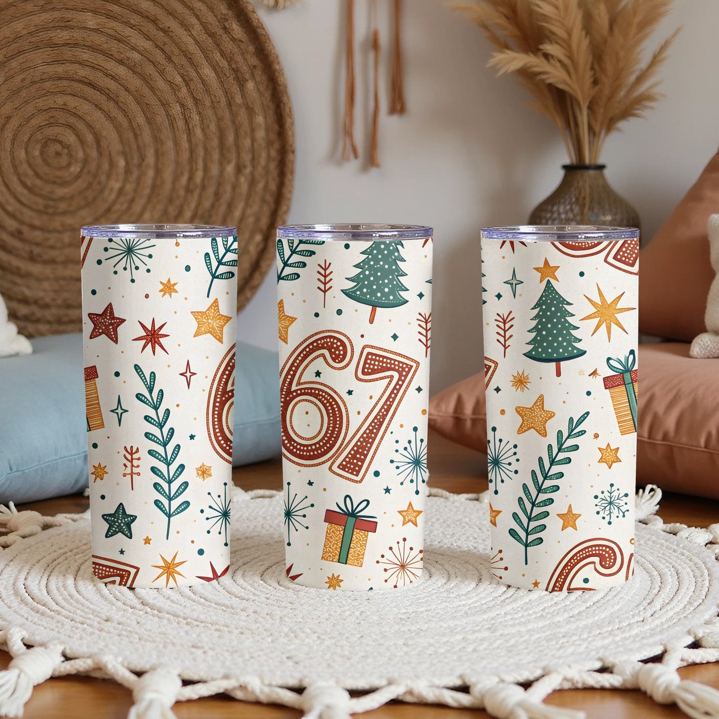 Festive Holiday Design Tumblers with Christmas Elements