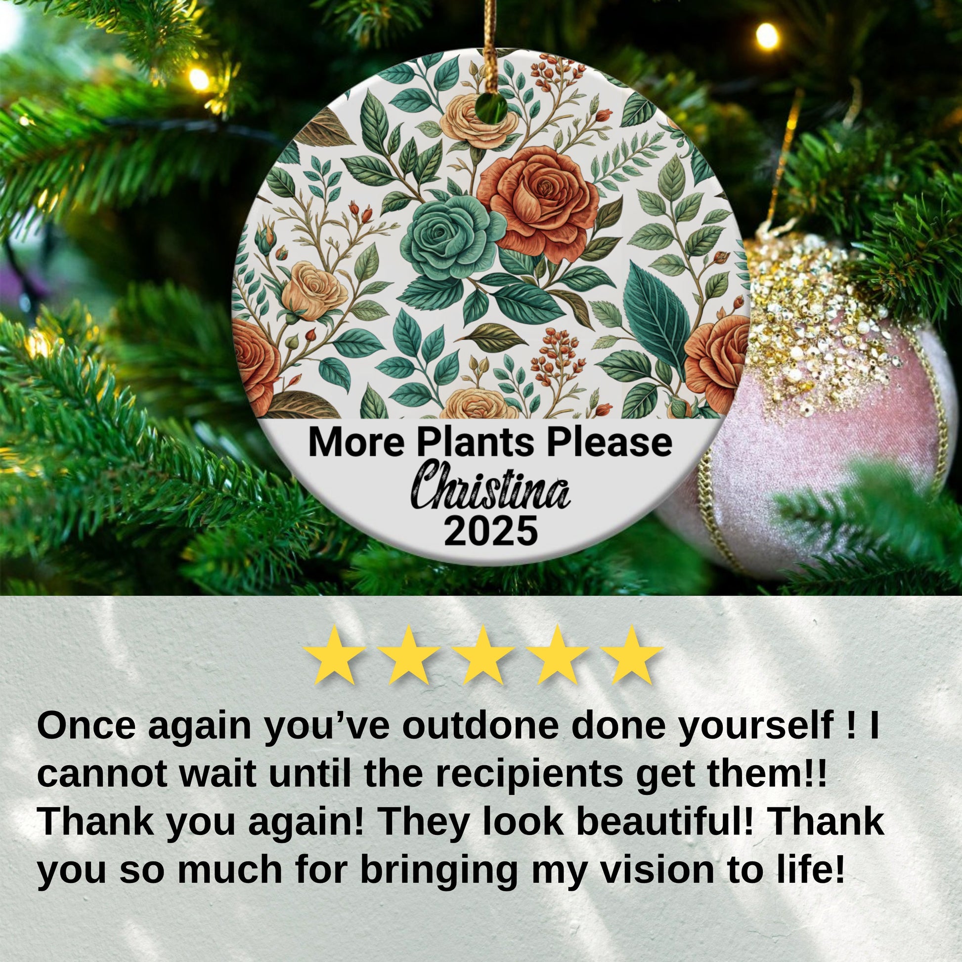 Floral More Plants Please Custom Ornament product