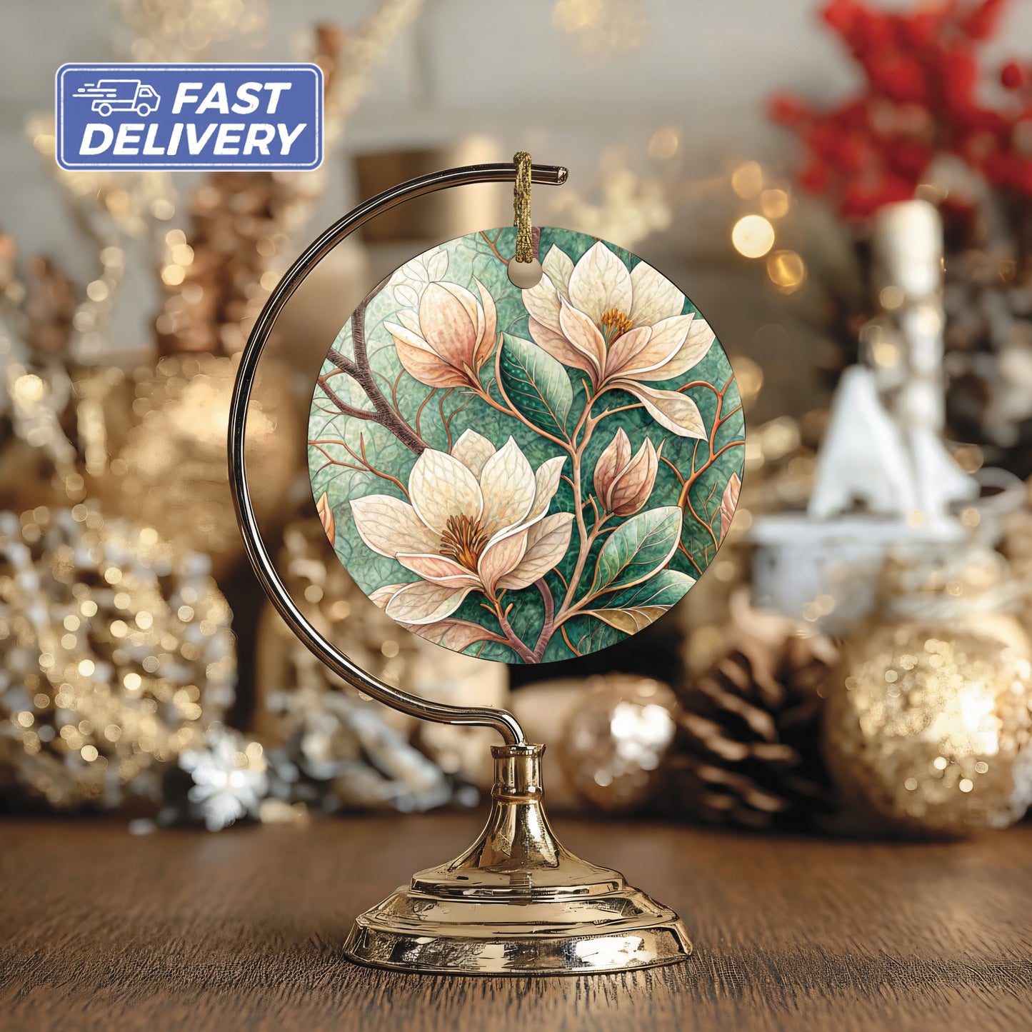 Floral Patterned Ornament with Fast Delivery Option