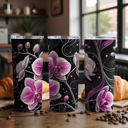 Pink Orchids and Sparkling Lights Elegant Design Tumblers - Walk Greener