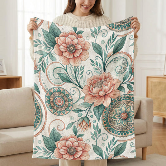 Artistic Vintage Floral Garden Inspired Artwork Velveteen Plush Blankets - Walk Greener