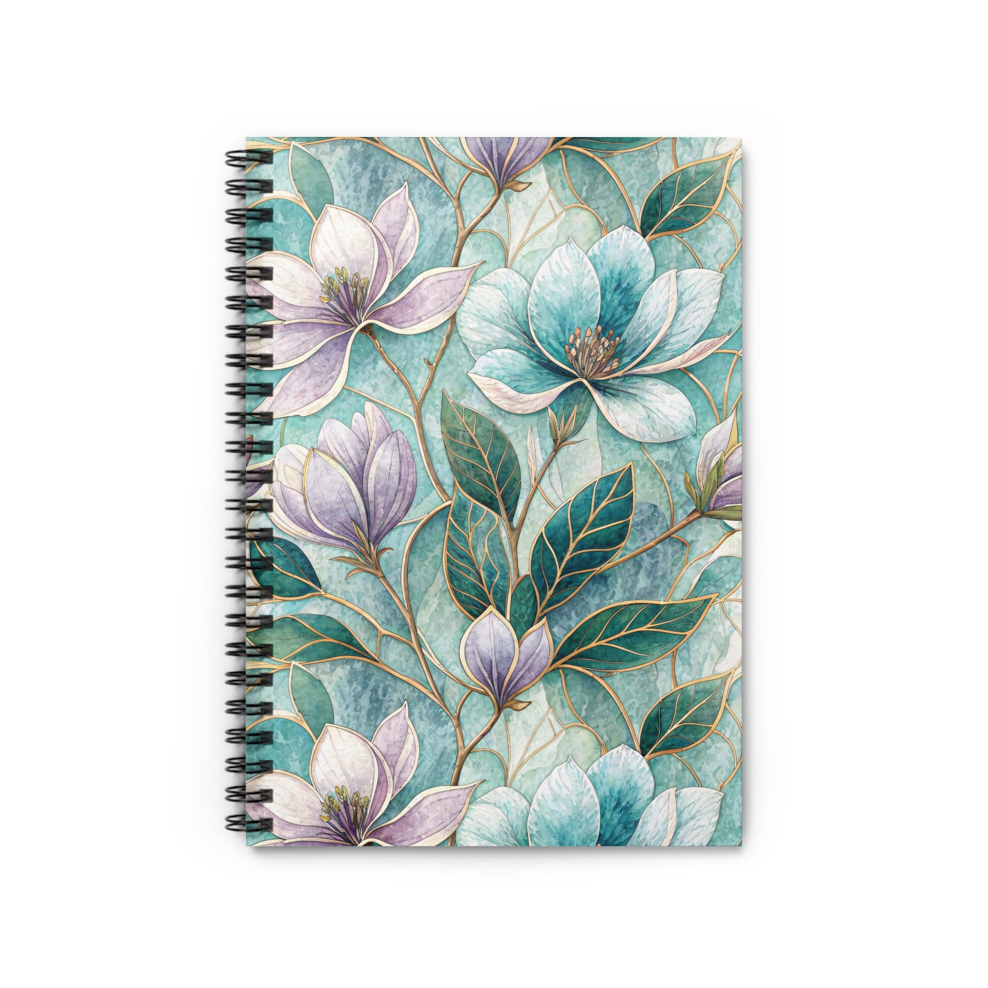 Elegant Floral Journal with Teal and Purple Blooms Notebook