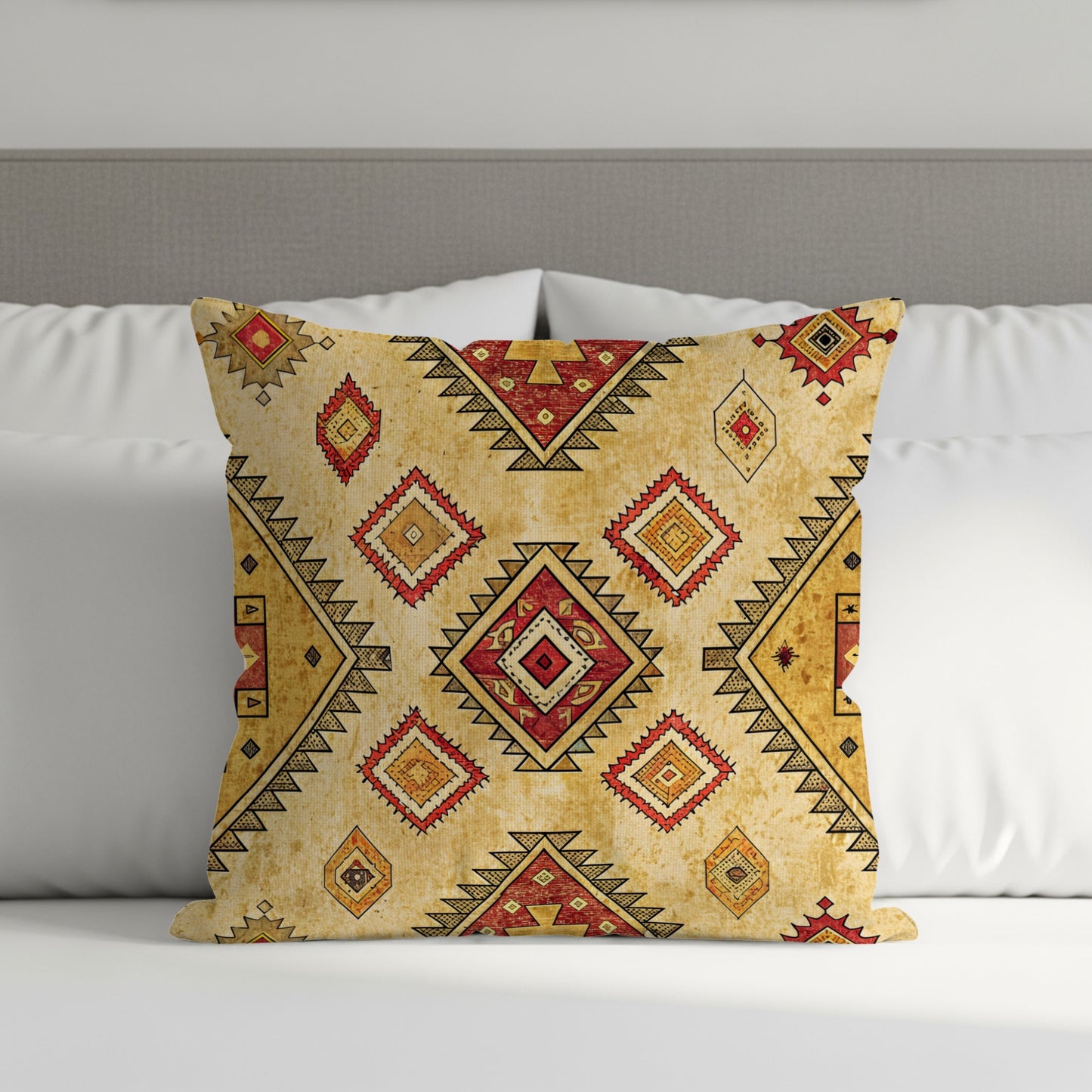 Geometric Pattern Throw Pillow with Aztec Design
